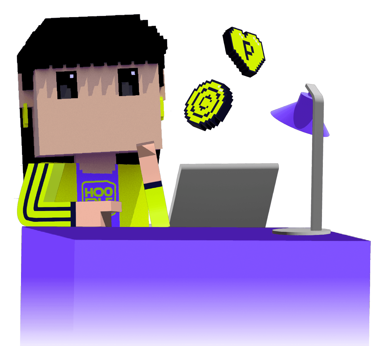 Youth team member working at a desk